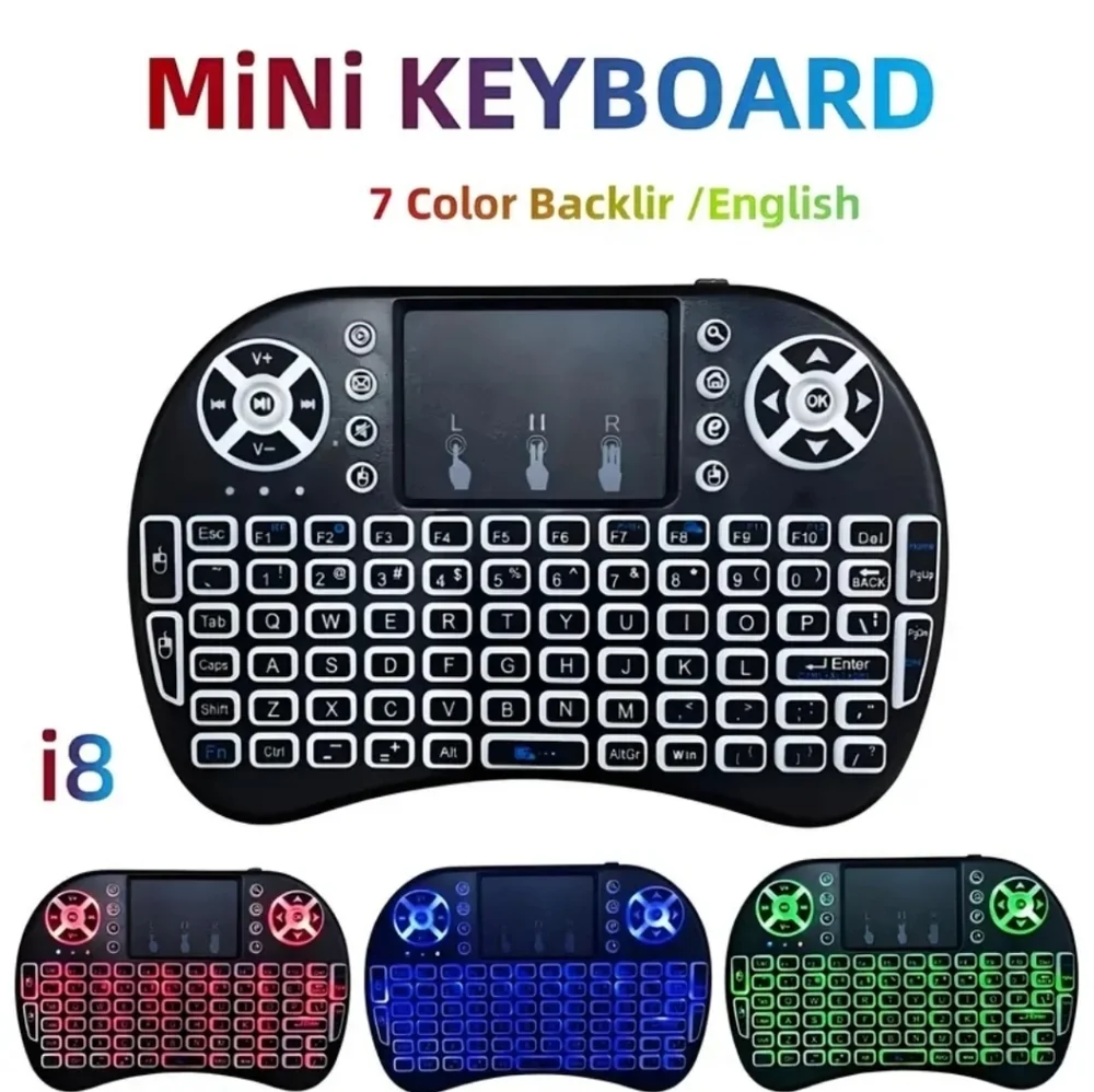 I8 Mini Wireless Keyboard - Ultra Slim Compact Design, 10m Long Range, Quiet